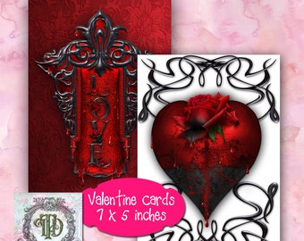 Printable Gothic Valentines Day Card Designs Set 2