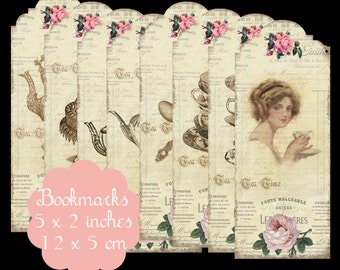 8 Printable Shabby Tea Time Bookmarks