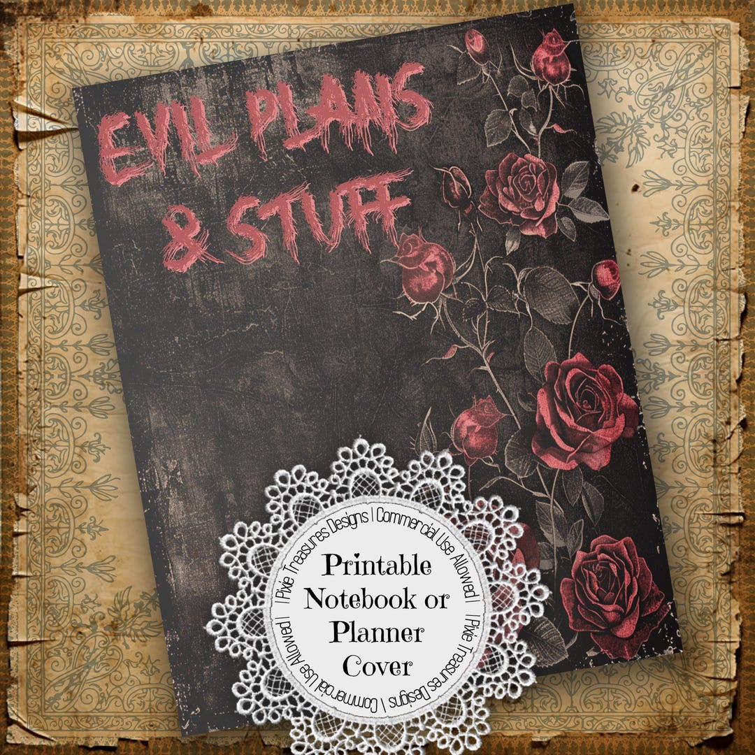 Evil Notebook Evil Plans Fun Printable Notebook or Planner Cover - Etsy
