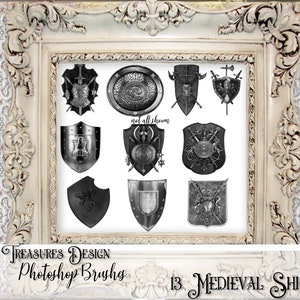 13 Medieval Shield Photoshop brushes