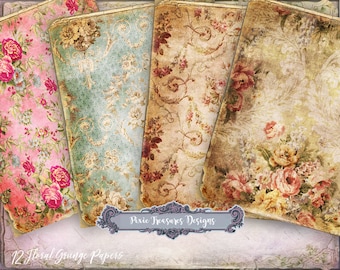 12 Printable Floral Vintage Wallpaper Grunge Papers