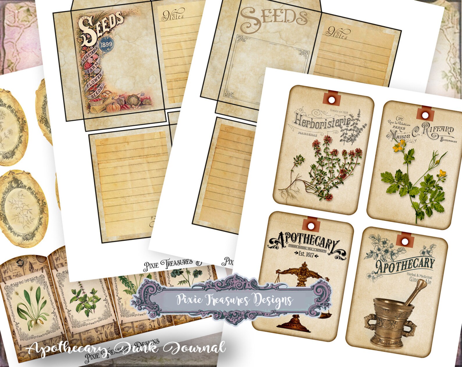 Printable Apothecary Junk Journal Kit | Vintage Ephemera (digital ...