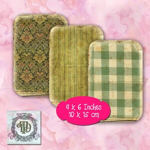6 Printable Shabby Green Background Tags