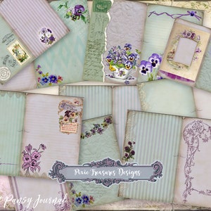 Printable Journal Lovers Sweet Pansy Journal Kit