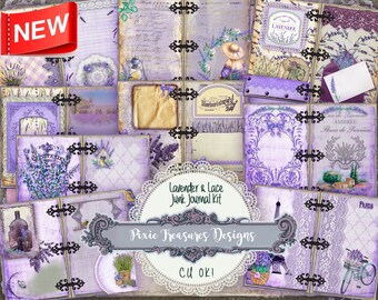 Lavender & Lace Journal Kit Printable, Ephemera Embellishments (Digital Download)