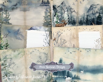 Winter Wilderness Junk Journal Kit: Printable Dreamy Layouts (Digital Download)