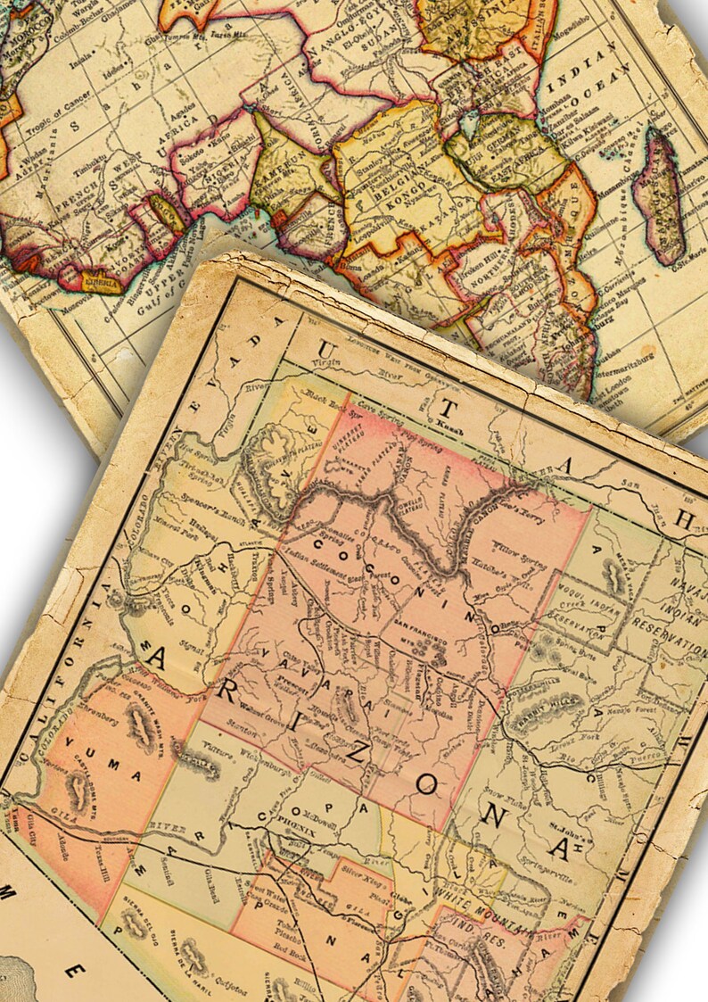 10 Printable Vintage Map Papers Etsy