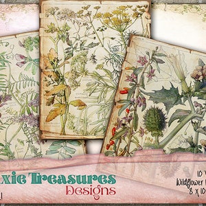 10 Printable Vintage Wildflower Papers