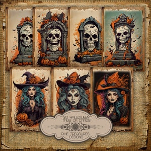 20 Halloween Tags, Spooky Cards, Halloween gift tags