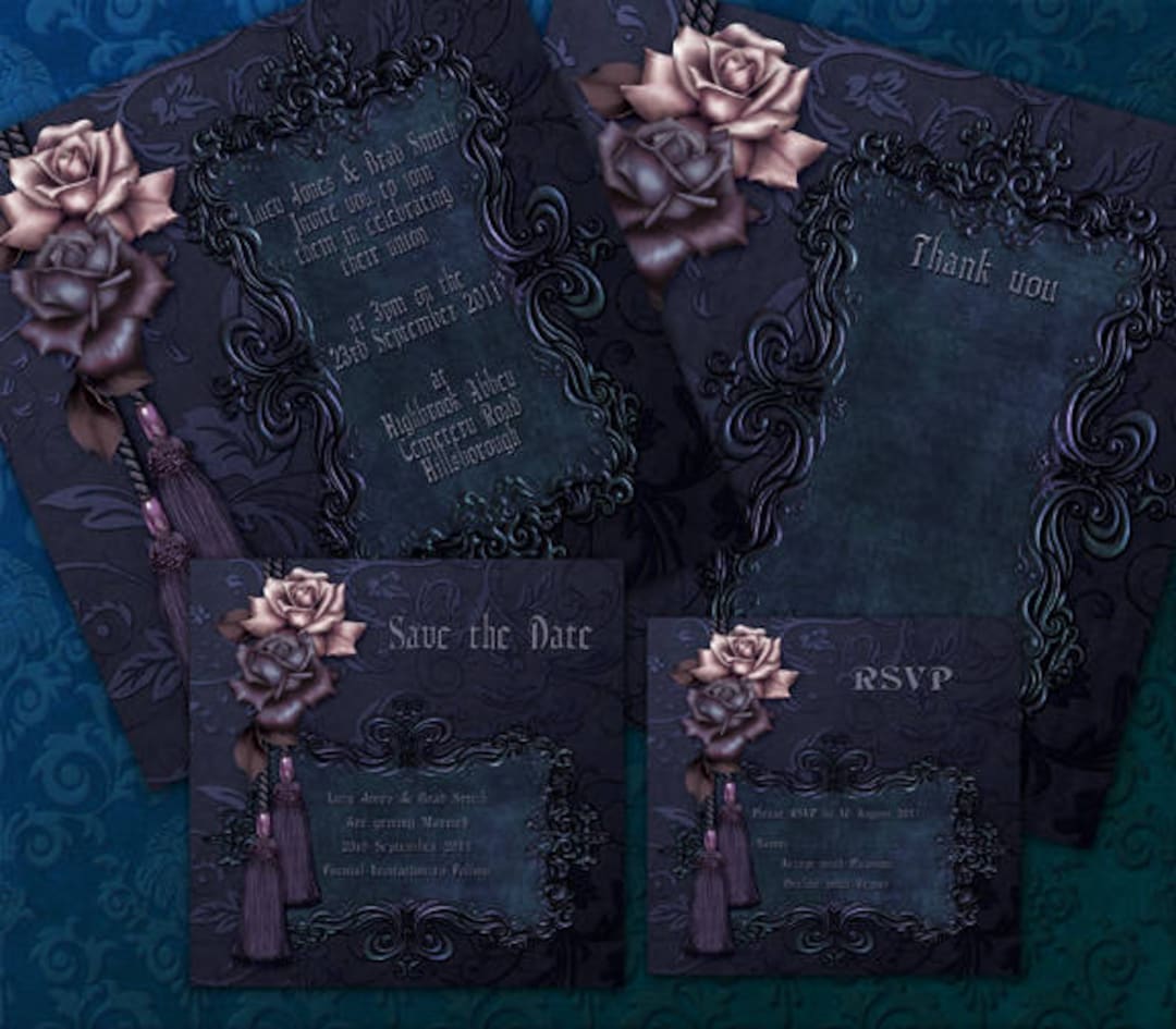 Luxury Dark Gothic Wedding Invitation Package Printable - Etsy
