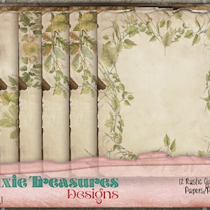 12 Rustic Garden Printable Papers or Pages