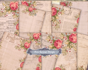 10 druckbare Rose Ephemera Papiere