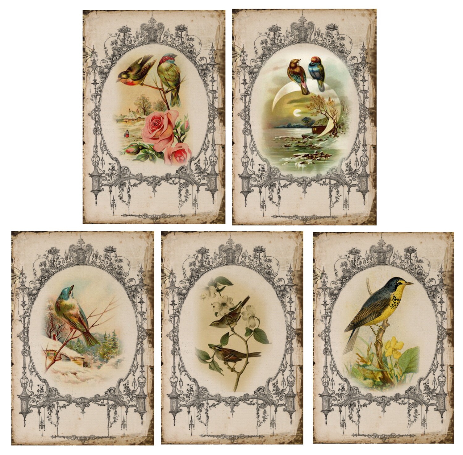 10 Vintage Bird Tags Etsy