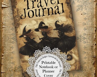 Witches Travel Journal Printable Notebook or Planner Cover