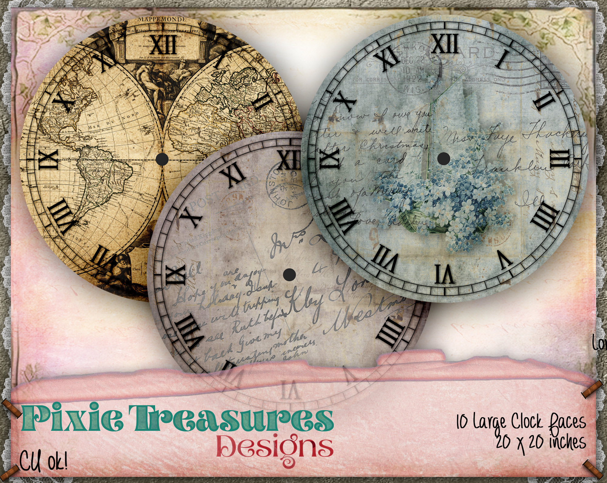 10 Printable Large Clock Faces Etsy