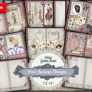 Kit diario Diario di moda vintage Kit stampabile Diario spazzatura Moda