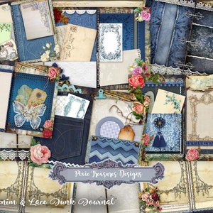 Denim & Lace Printable Junk Journal Kit