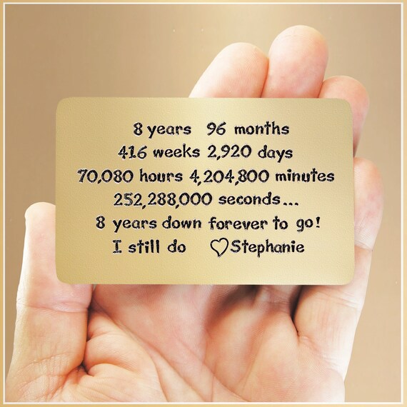 8th Anniversary Gift Unique Gift Idea Personalized Card Funny Etsy
