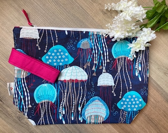 Jellyfish Zipper Project Bag: Crochet, Knitting, Book Tote