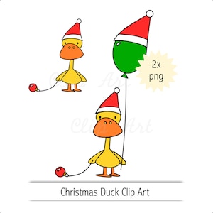 Clipart de pato de Natal - download instantâneo - pato com chapéu de Papai Noel png - usos comerciais permitidos - caprichoso engraçado - para cartões