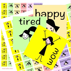 mood tracker stickers - instant download - printable mood stickers - health planner stickers - commercial use allowed - mental health