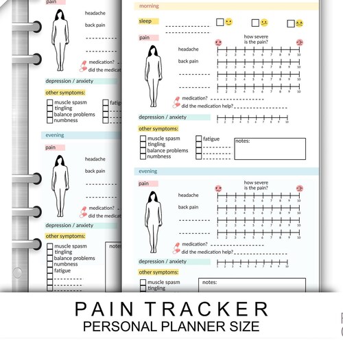 Symptoms Tracker Personal Planner Size Printable Pain - Etsy