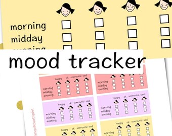 mood tracker stickers - instant download - printable mood planner stickers - commercial use allowed -  pastel mental health planner stickers