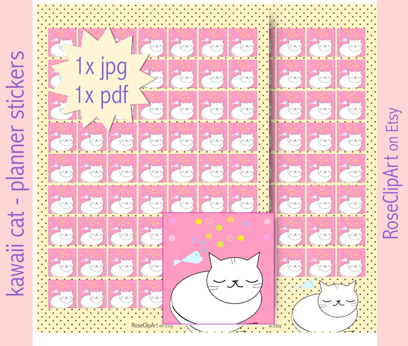 Cat Planner Stickers Instant Download Printable Kawaii Pet Stickers ...