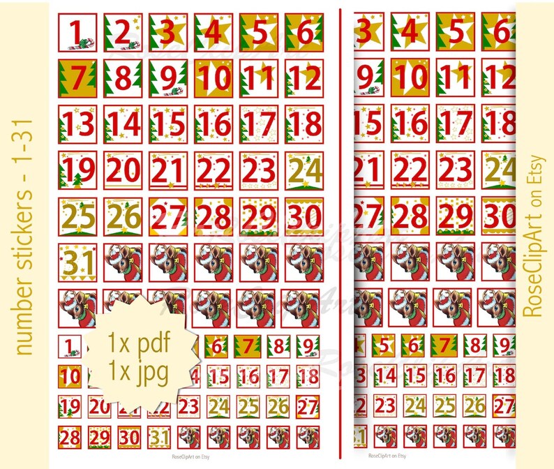 advent numbers 1 31 instant download printable advent etsy