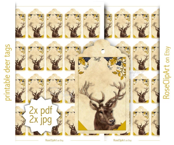 Printable Christmas Tags Instant Download Blank Deer Tags | Etsy