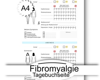 fibromyalgia tracker in German- A4 - instant download - printable symptoms tracking - commercial use allowed - pain depression diary