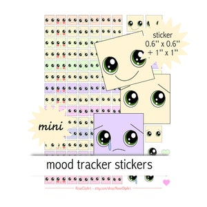 autocollants d'émotion d'humeur - téléchargement instantané - autocollants de planificateur de visages souriants kawaii imprimables - utilisations commerciales autorisées - autocollants mignons smiley