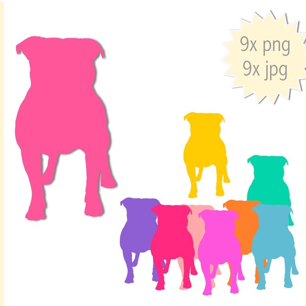 9x Mops Silhouette Clipart - Instant Download - kleiner Hund Clip Art png - kommerzielle Nutzung erlaubt -  Hundesitter - Mops Silhouette