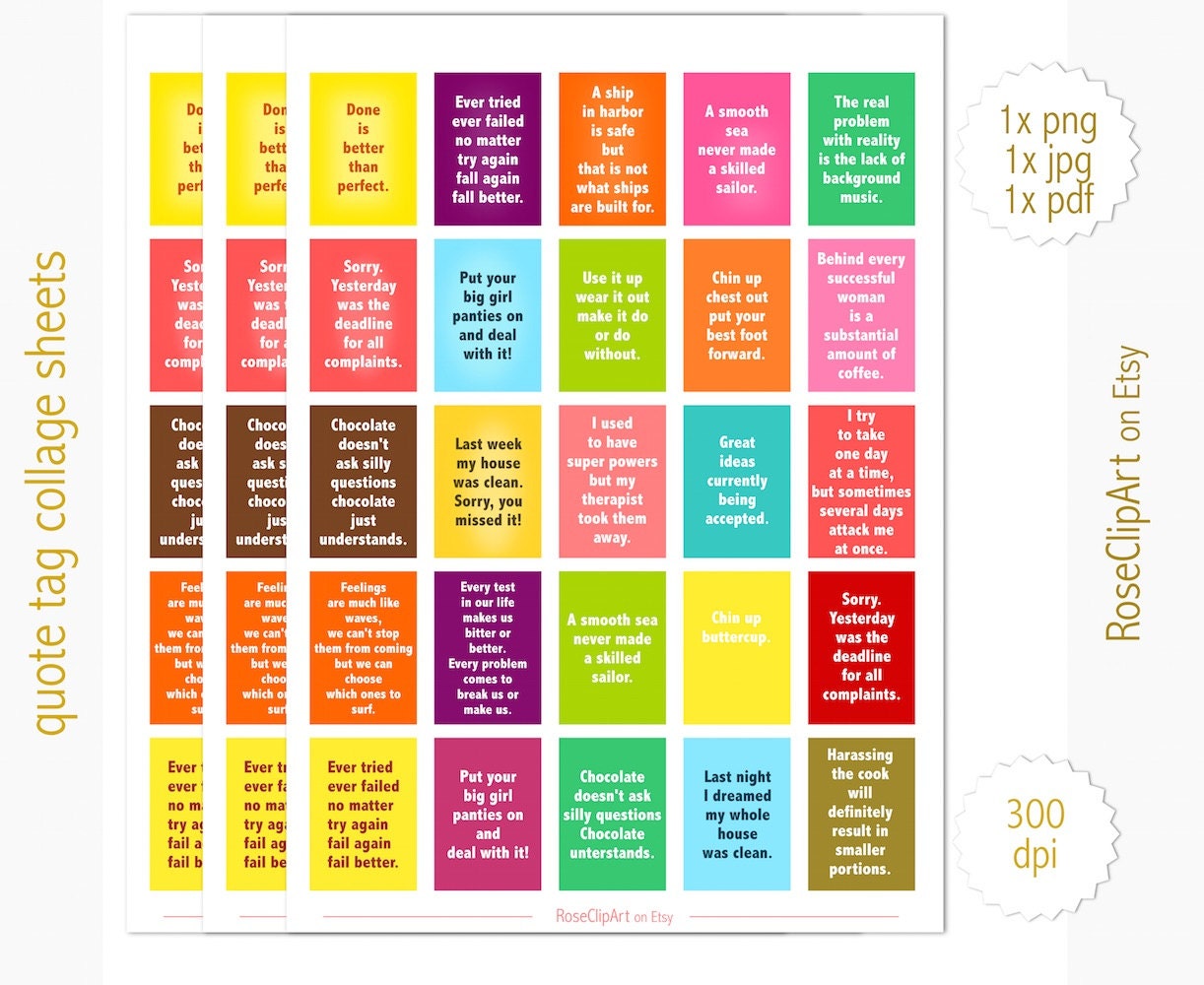 Advent Calendar Treats Mini Quote Selection Collage Sheet Instant Download Commercial Use Allowed Printable 25 Quotes - Etsy