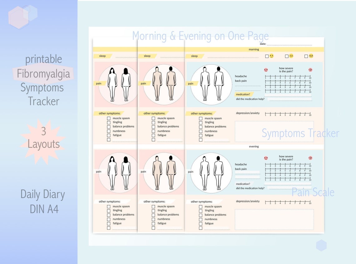 Fibromyalgia Diary Page A4 - Printable Symptoms Tracker - Instant ...