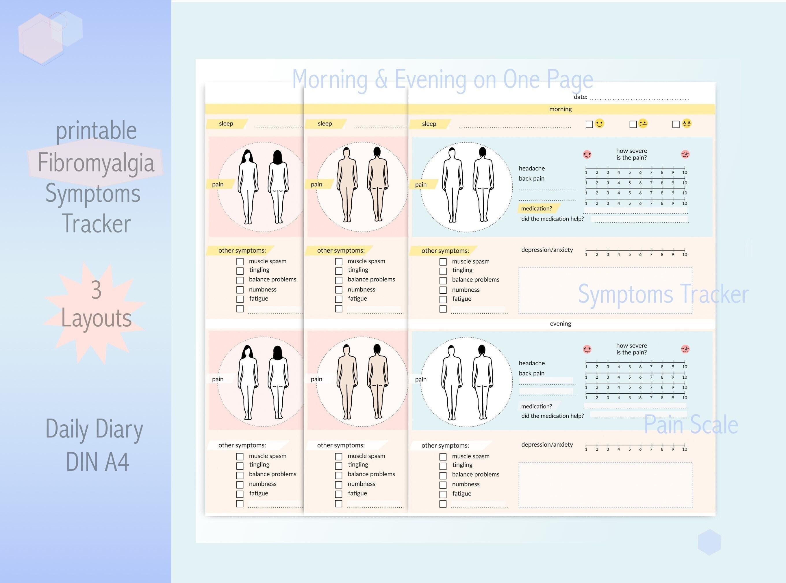 Fibromyalgia Diary Page A4 - Printable Symptoms Tracker - Instant ...