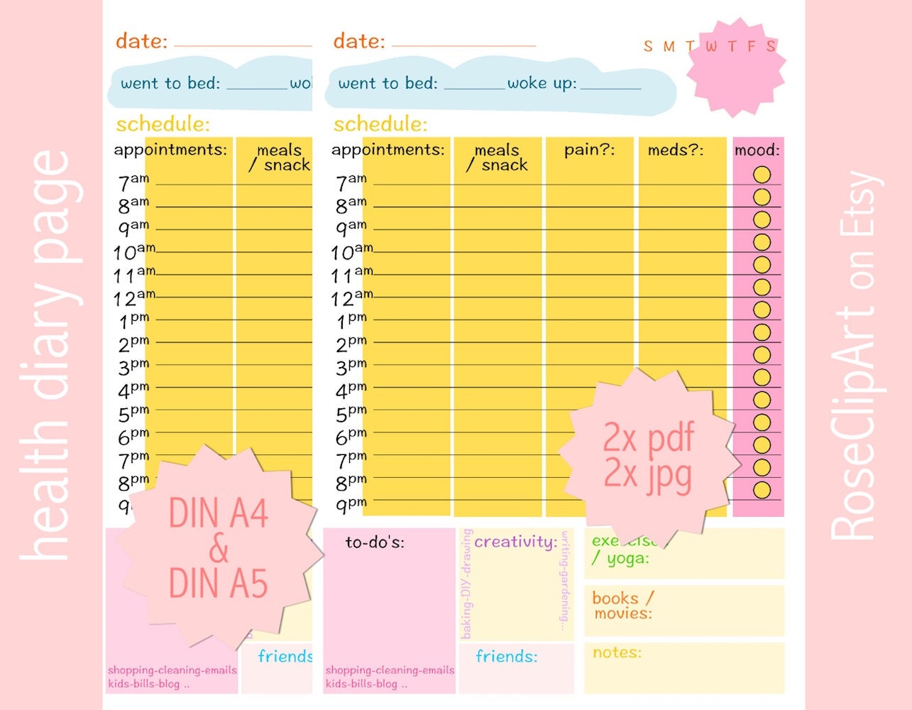Depression Tracker A4 A5 Printable Health Diary Page Depression Help
