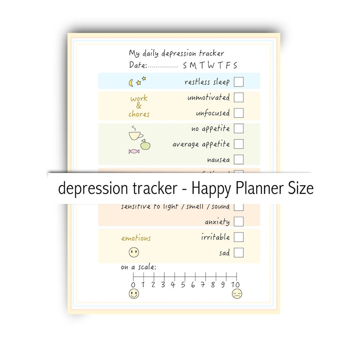 Depression Tracker - Instant Download - Printable Depression Symptoms ...