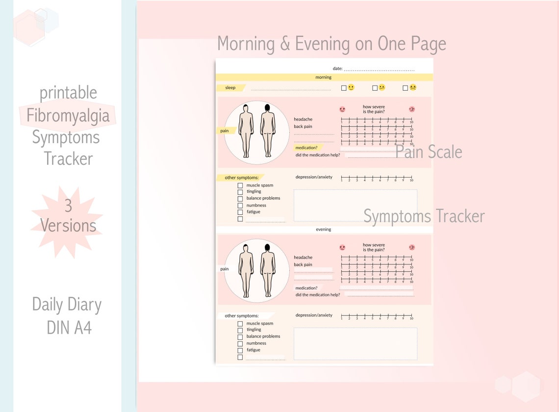 Fibromyalgia Diary Page A4 - Printable Symptoms Tracker - Instant ...