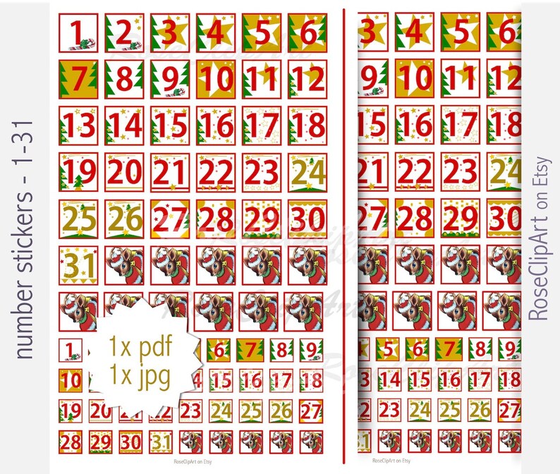 advent numbers 1 31 instant download printable advent etsy