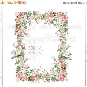 digital rose border clip art instant download vintage rose etsy cad