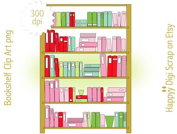 Digital Bookshelf Clipart Instant Download Bookshelf Png Etsy