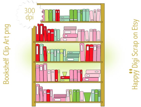 Digital Bookshelf Clipart Instant Download Bookshelf Png Etsy