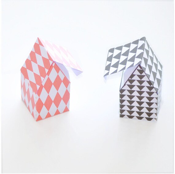 4x christmas gift box instant download paper house boxes etsy paper house pattern