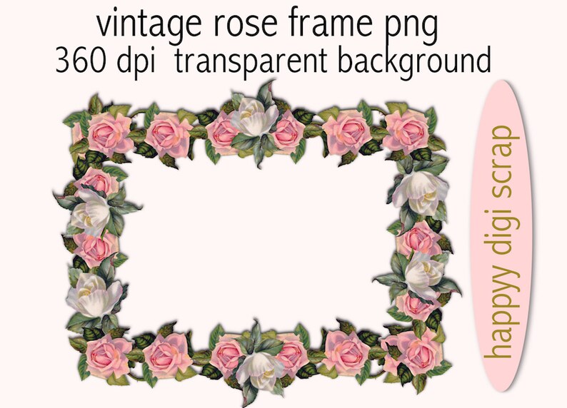 numérique rose cadre clip art téléchargement immédiat cadre rose vintage scrapbooking fichier haute résolution utilisation commerciale autorisée image 1