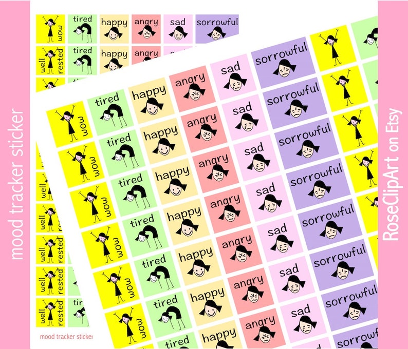 Mood Tracker Stickers Instant Download Printable Mood Stickers Health ...