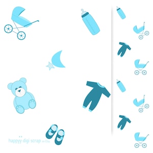 blue baby boy pattern paper - instant download - printable - commercial uses allowed - baby pattern - scrapbooking paper 12 inch