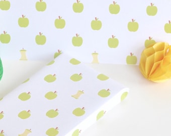 apple themed pattern paper - instant download - digital wrap deco paper - printable - apples and apple cores - green white colored - fruity