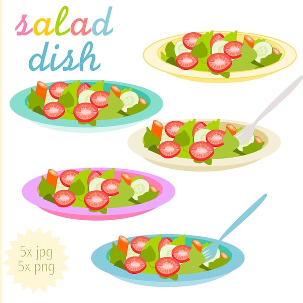 Salat Clipart - Instant Download - Salatteller png - gemischter Salat - kommerzielle Nutzung - Gemüse - vegetarisch - grüner Salat clipart