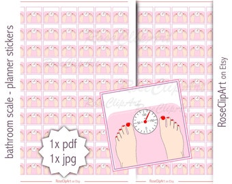 bathroom scale stickers - instant download - printable weighing scale stickers - health planner - commercial use allowed - workout wellness